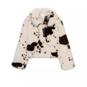 SHORT FAUX FUR ANIMAL PRINT COAT